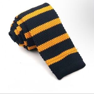 Striped Knit Scarf in Black and Yellow